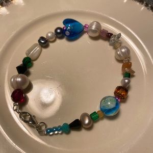 💛 Tara Designs Beautiful handmade, pearls and crystals happy anklet / bracelet